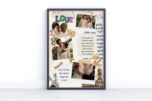Personalized Couple Photo Collage Frame – Romantic Love Scrapbook Style Gift for Girlfriend Boyfriend Anniversary Wedding
