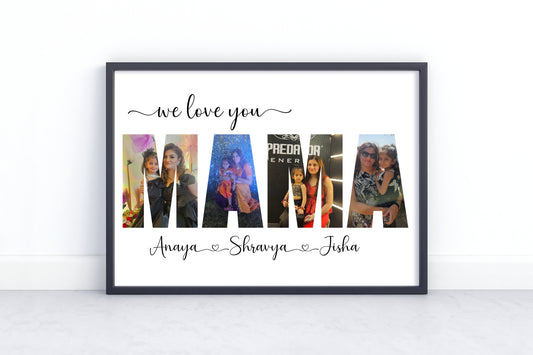 Personalized “We Love You Mama” Photo Collage Frame – Custom Name Letter Frame Gift from Kids for Mom Mother’s Day Birthday