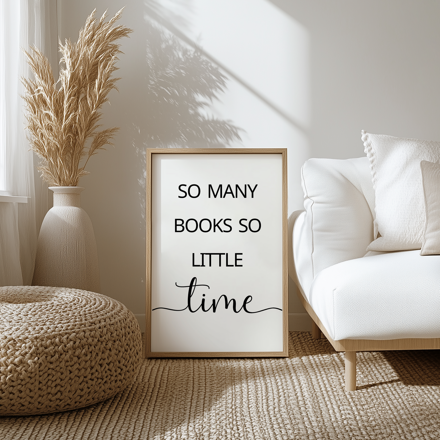 So Many Books So Little Time Print – Minimalist Book Lover Wall Art | Reading Quote Poster for Bookworms & Readers