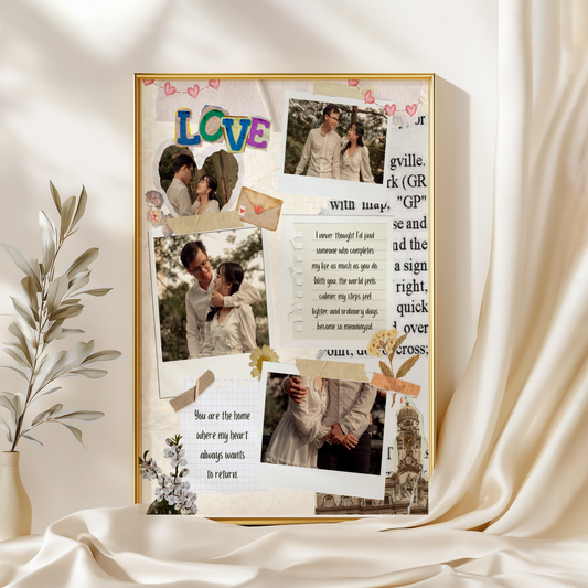 Personalized Couple Photo Collage Frame – Romantic Love Scrapbook Style Gift for Girlfriend Boyfriend Anniversary Wedding
