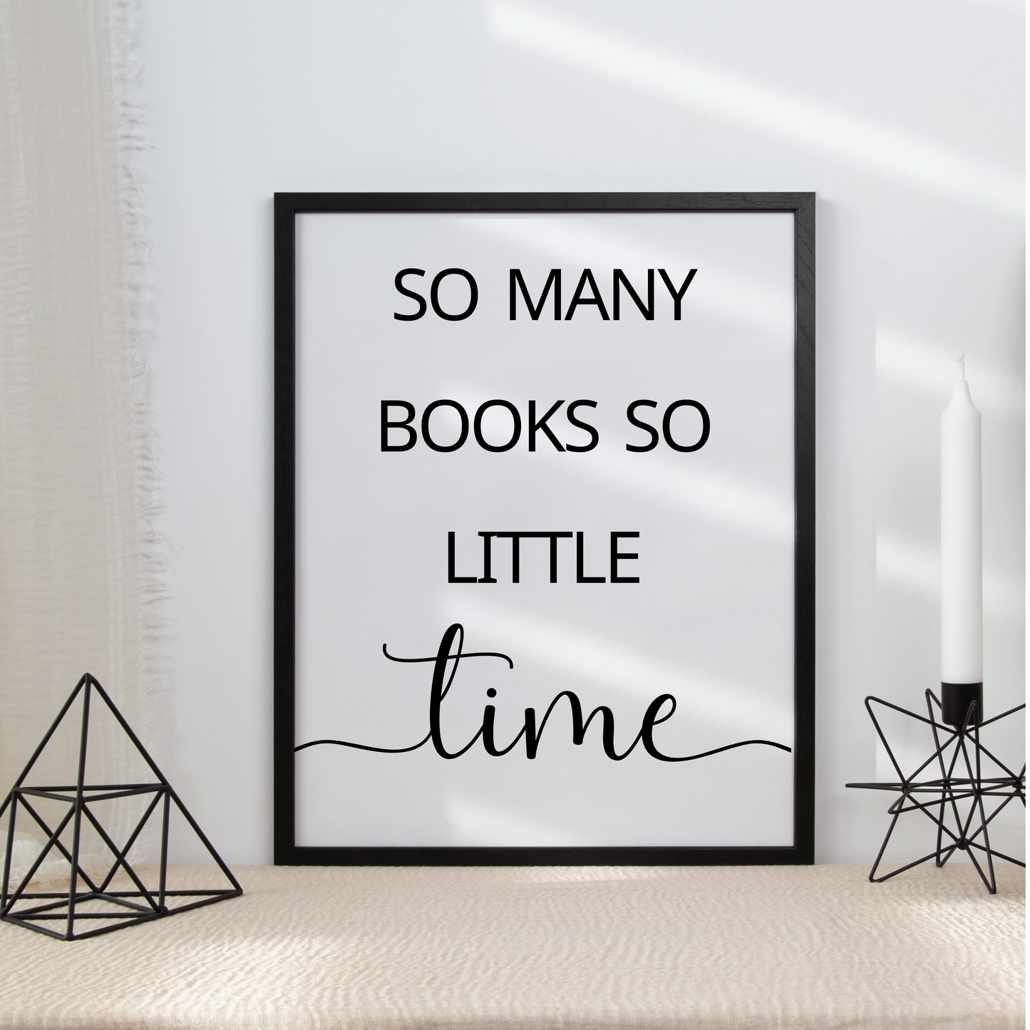 So Many Books So Little Time Print – Minimalist Book Lover Wall Art | Reading Quote Poster for Bookworms & Readers